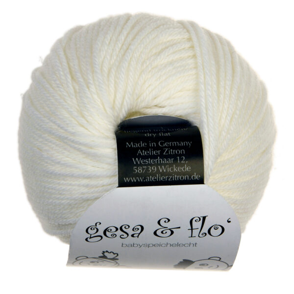 Atelier Zitron Gesa und Flo ultrafeine Merinowolle 25g 90m Fb. 01 weiß
