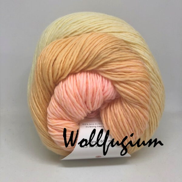 Laines du Nord Poema reine Schurwolle Dochtgarn Farbverlauf 401 vanille/apricot/rosé