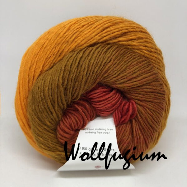Laines du Nord Poema reine Schurwolle Dochtgarn Farbverlauf 408 orange/bronze/rost