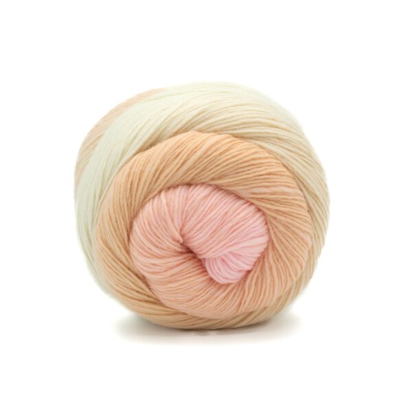 Laines du Nord Poema reine Schurwolle Dochtgarn Farbverlauf 401 vanille/apricot/rosé – Bild 2