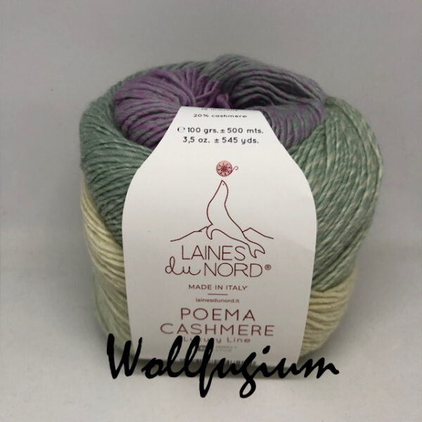 Laines du Nord Poema Cashmere Merinowolle mit Kaschmir Dochtgarn Farbverlauf 104 flieder/mint/ecru – Bild 4