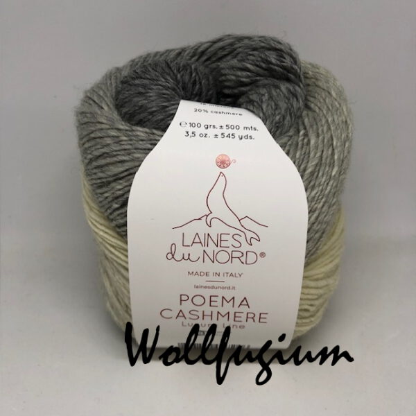 Laines du Nord Poema Cashmere Merinowolle mit Kaschmir Dochtgarn Farbverlauf 106 flanellgrau/hellgrau/ecru – Bild 5