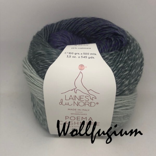 Laines du Nord Poema Cashmere Merinowolle mit Kaschmir Dochtgarn Farbverlauf 102 lavendel/salbei/hellgrau – Bild 5