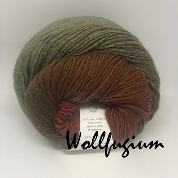 Laines du Nord Poema Cashmere Merinowolle mit Kaschmir Dochtgarn Farbverlauf 103 rost/oliv/salbei