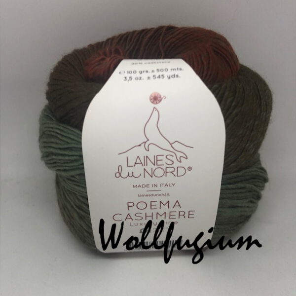 Laines du Nord Poema Cashmere Merinowolle mit Kaschmir Dochtgarn Farbverlauf 103 rost/oliv/salbei – Bild 5