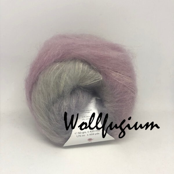 Laines du Nord Poema Mohair - Kid Mohair und Seide - Farbverlauf Fb. 3 rosé/silber/hellgrau