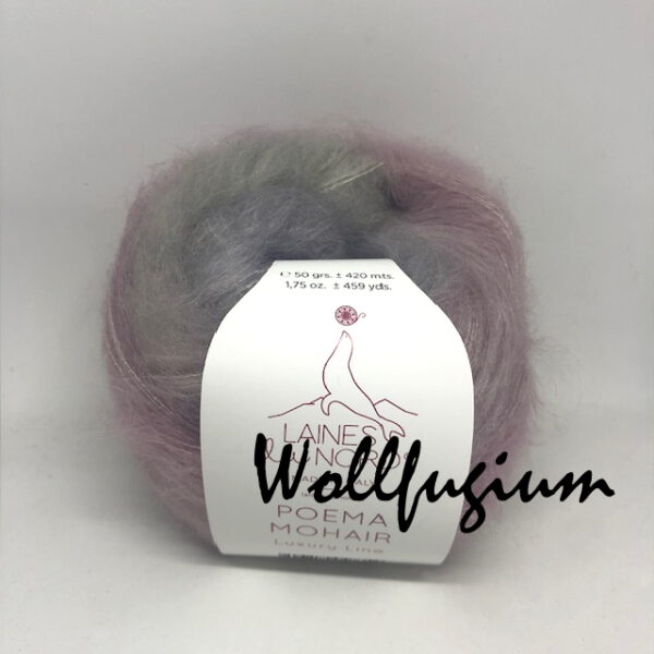 Laines du Nord Poema Mohair - Kid Mohair und Seide - Farbverlauf Fb. 3 rosé/silber/hellgrau – Bild 4
