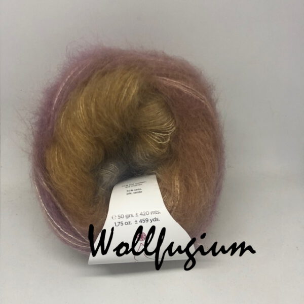 Laines du Nord Poema Mohair - Kid Mohair und Seide - Farbverlauf Fb. 4 rosé/karamell/hellgrau