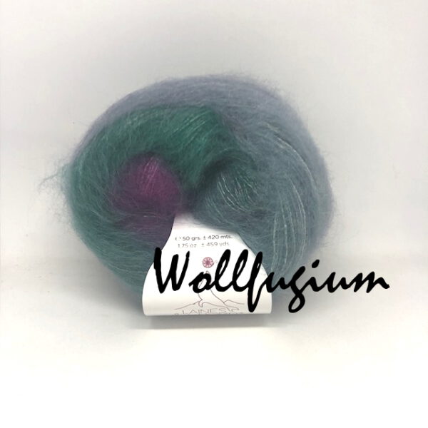 Laines du Nord Poema Mohair - Kid Mohair und Seide - Farbverlauf Fb. 7 blaugrau/smaragd/fuchsia