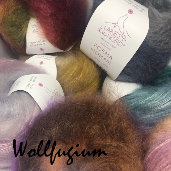 Laines du Nord Poema Mohair - Kid Mohair und Seide - Farbverlauf Fb. 2 hellgrau/oliv/anthrazit – Bild 2