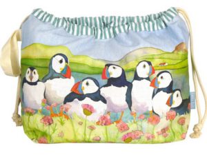 Drawstring Bag_DRAW13_Sea-Thrift-Puffins